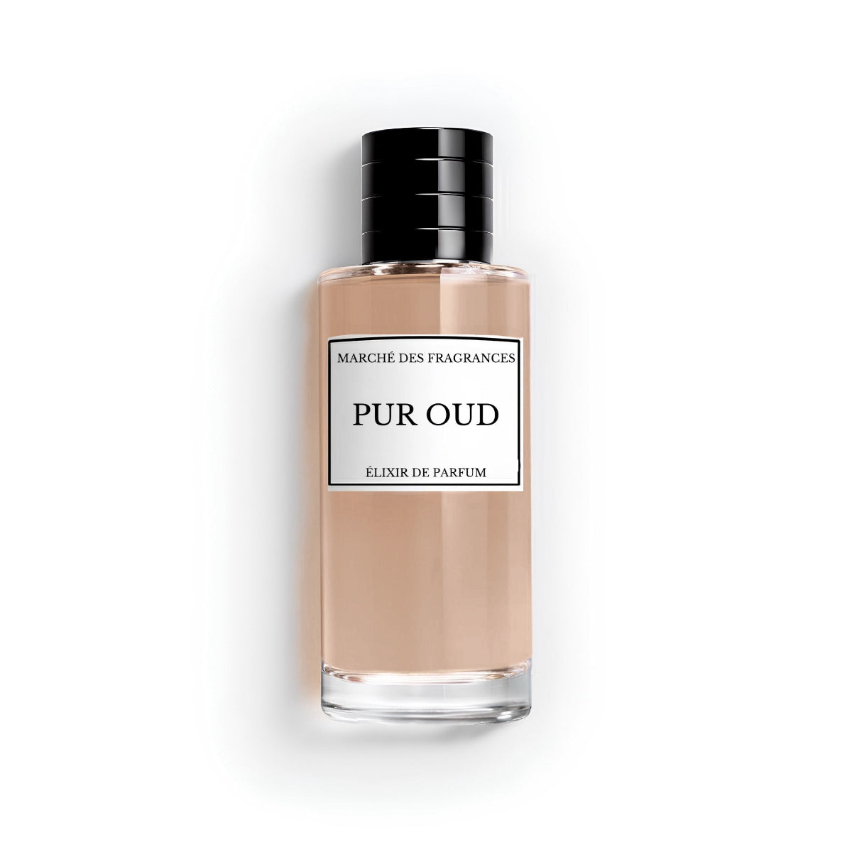 pur oud parfum sur fond blanc