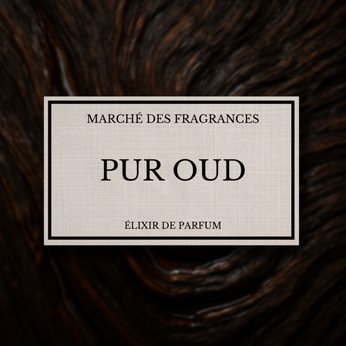étiquette du pur oud sur fond bois